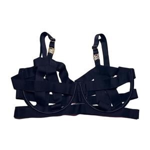 Victoria's Secret Unlined Balconette Strappy Caged Bra Black Size 36DDD